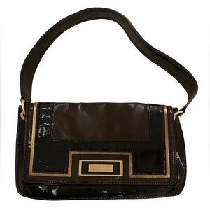 Anya Hindmarch for Target Black & Brown Patent Leather Shoulder Bag Bow Logo